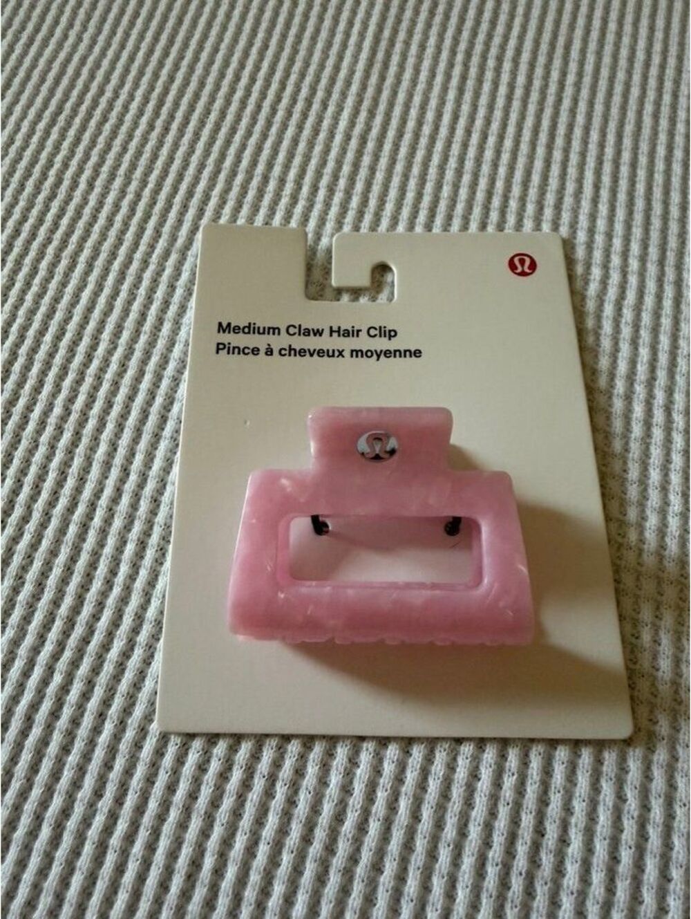 NWT Lululemon Medium Claw Hair Clip Pink Parfait Pink Peony Marble Logo